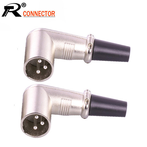 10 unids/lote 3 Pin XLR conector de ángulo recto XLR macho enchufe micrófono Cable de soldadura 90 grados conector de Cable ► Foto 1/6