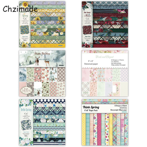 Chzimade-12 Uds. De estampado de girasoles Vintage, papel de álbum de recortes, paquete para fabricación de tarjetas, fondo hecho a mano, artes decorativas de papel ► Foto 1/6