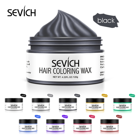 Sevich-Cera de tinte temporal para el cabello unisex, crema de color para el pelo, agarre fuerte y desechable, estilos pastel dinámicos, color negro, 9 colores ► Foto 1/6