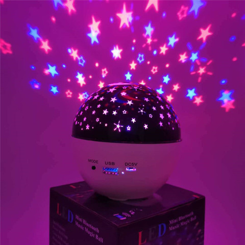 Proyector láser de proyección de música con Bluetooth, luz LED colorida USB Gypsophila ambiental, altavoces con luces, cielo estrellado, luz nocturna ► Foto 1/6