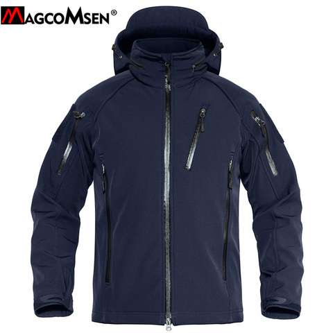 MAGCOMSEN militar Airsoft Softshell chaqueta táctico impermeable a prueba de viento para hombre con capucha de lana con capucha calientes chaquetas abrigos invierno prendas de vestir exteriores ► Foto 1/6