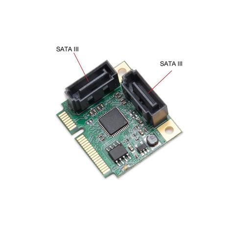 Mini convertidor PCI-E a 2 puertos SATA 3,0 PCI Express PCIe extensor de disco duro controlador SATA III tarjeta HUB multiplicador Añadir en la tarjeta ► Foto 1/5