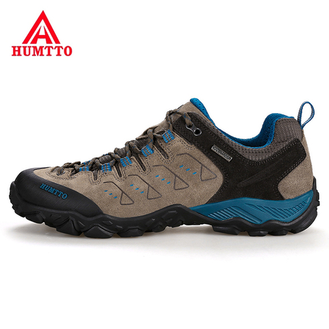 HUMTTO-zapatos de senderismo de cuero genuino para hombre y mujer, zapatillas de senderismo impermeables, zapatos deportivos transpirables, zapatos deportivos de montañismo, botas de caza ► Foto 1/6