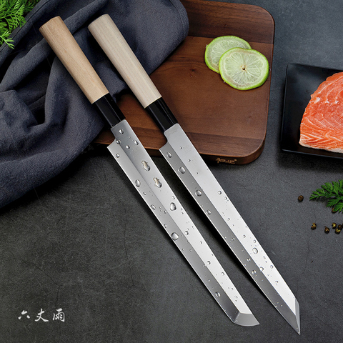 Cuchillos profesionales 11 pulgadas Chef japonés cuchillos cuchillo para filetear cuchillos de cocina de acero Sashimi Sushi salmón Yanagi cuchillo de pesca ► Foto 1/6