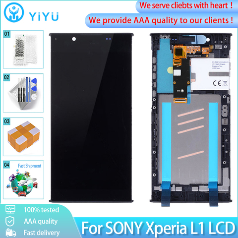 Pantalla LCD Original de 5,5 pulgadas con marco para SONY Xperia L1, G3312, G3311, G3313, Digitalizador de pantalla táctil de pantalla LCD para Sony L1, incluye herramientas ► Foto 1/6