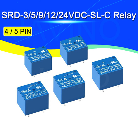 5 uds relé de SRD-5VDC-SL-C SRD-12VDC-SL SRD-3VDC SRD-9V relés 4/5 pines 12V DC de alta calidad Javino ► Foto 1/5