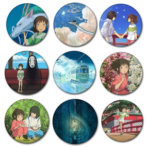 Japón lindo Anime Pines de Metal para mochila Chihiro No cara de hombre Hayao Miyazaki broche DIY Pin mochila icono decoración regalo ► Foto 1/6