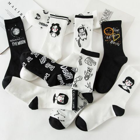 Calcetines de algodón para monopatín de moda para mujer, calcetines graciosos y novedosos de Hip Hop, blancos, Harajuku, calcetines de diseño ► Foto 1/6