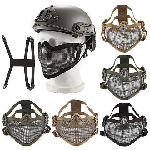 AIRSOFTA-máscara Airsoft de malla de alambre de acero, casco de protección, caza Campo, Rifle táctico, pistola BB, accesorios para Paintball ► Foto 1/6