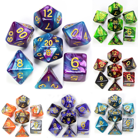 Ofertas destacadas precio más bajo 26 mezcla de colores juego de dados bolsa con DND RPG PortableToys para adultos niños cubos plásticos poliédrico D20 ► Foto 1/6