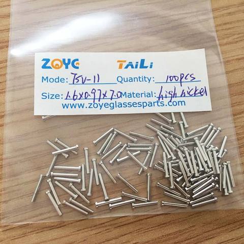 ZOYE-Remaches para gafas, pasadores de metal para bisagras o patillas, TSV-11 de níquel alto, 1,0mm de diámetro, 7,0mm de longitud del eje, paquete de 100 piezas ► Foto 1/1