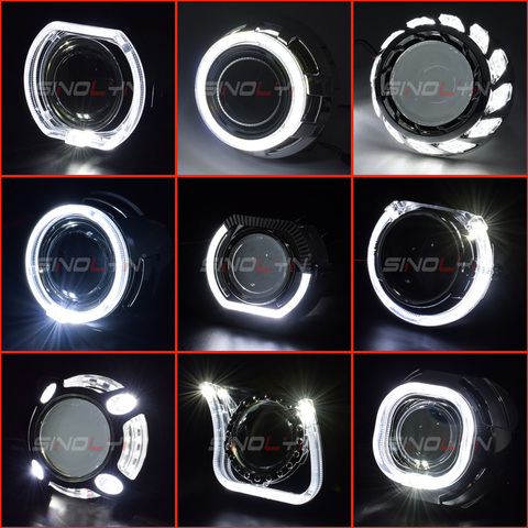 Sinolyn-proyector de Ojos de Ángel LED para lentes Hella/Koito Q5, faros delanteros de Bi Xenon de 2,5 y 3 pulgadas, DRL Bezels ► Foto 1/6