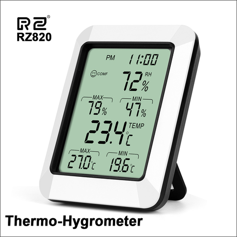 RZ-Monitor de temperatura y humedad para interiores, Mini termómetro higrómetro Digital con despertador, termómetro inalámbrico electrónico ► Foto 1/6