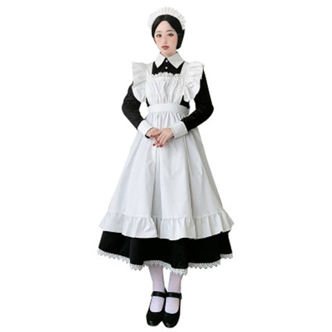 Las mujeres traje de sirvienta Anime vestido largo tribunal francés vestido Lolita vestidos Cosplay vestuario ► Foto 1/6