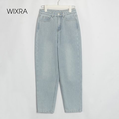 Wixra, pantalones de mezclilla con estilo, pantalones vaqueros femeninos de cintura alta con piel BF, pantalones con botones, ropa de calle para mujer, Otoño Invierno ► Foto 1/6