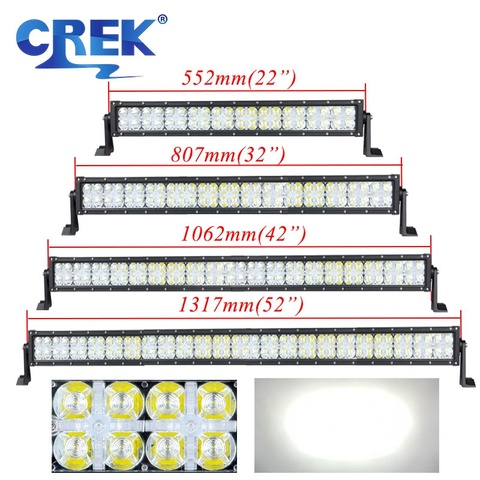 CREK 22 32 42 52 pulgadas 7D camión recto Barra de luz LED de obra fuera de la carretera Barra LED con Amber Cruz con luz para 4WD 4x4 SUV ATV coche Auto ► Foto 1/6