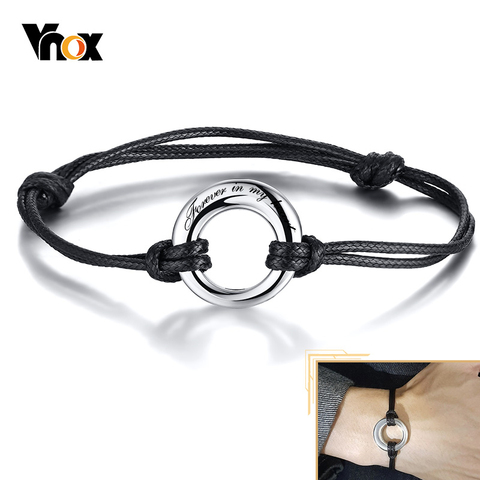 Vnox-Pulseras de urna para cenizas personalizadas para hombres y mujeres, cuerda ajustable, círculo de la vida, eternidad, regalos conmemorativos, joyería de cremación ► Foto 1/6