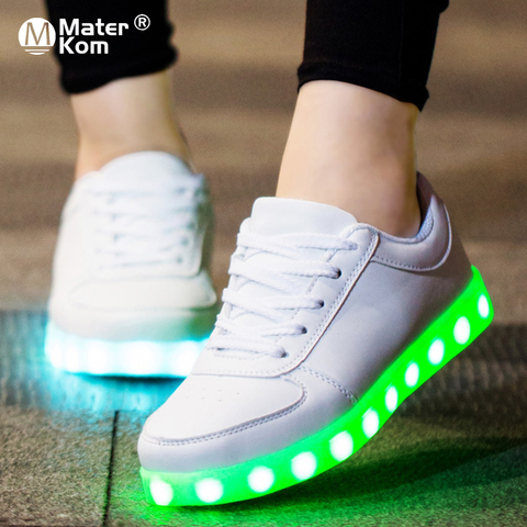 Tamaño 27-42 cargador USB brillante zapatillas de deporte niños zapatos casuales niños Led zapatillas luminosa zapatillas de deporte niñas zapatos transpirables ► Foto 1/6