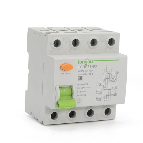 4 polos 40 Amp 30 mA, tipo B 10KA interruptor diferencial 230V 400V Disyuntor de corriente Residual para EV PV diferencial con certificado CE ► Foto 1/6