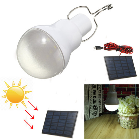 Lámpara Solar alimentada por Bombilla Led portátil, iluminación Led Solar de tienda de campaña con Panel Solar, luz de pesca nocturna, 130LM, 1 Juego ► Foto 1/6