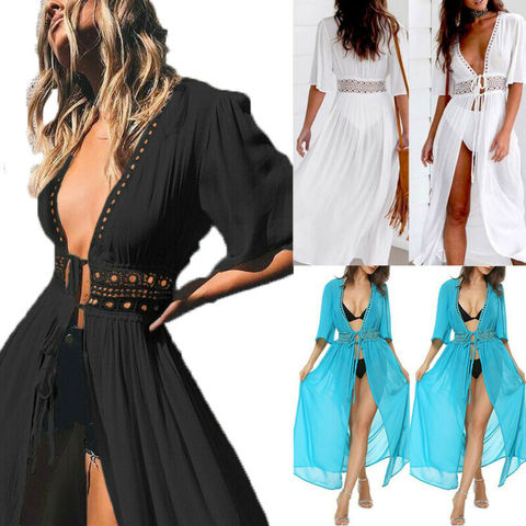 Traje de baño para mujer de talla grande S-XXXL Bikini abrigo de baño Pareo Vestido de playa Sarong ► Foto 1/6