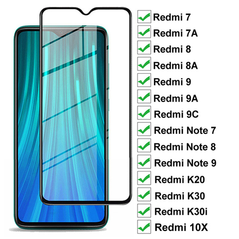 Protector de pantalla de cristal 9D para Xiaomi Redmi 9A, 9C, 7A, 8A, 10X, K20, K30 Pro, K30i, Redmi Note 8T, 9S, 7, 8, 9 Pro, Max ► Foto 1/6