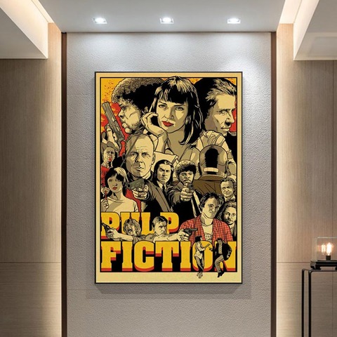 Pintura de arte Vintage de Quentin Tarantino, película clásica de ficción, lienzo divertido, póster, imágenes para decoración de dormitorio ► Foto 1/6