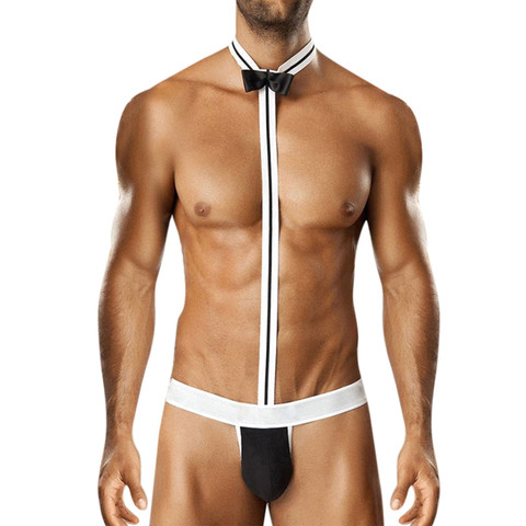 Mankini Sexy para hombre, ropa interior gay, lencería, sexy, erótico, traje de camarero, lencería, calzoncillos, tanga ► Foto 1/6