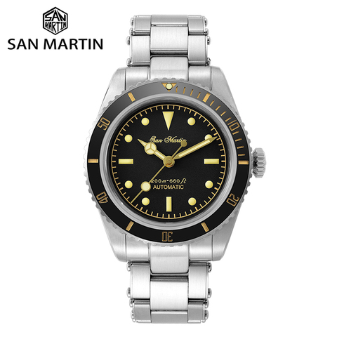 San Martin-Reloj de buceo Retro para hombre, NH35, zafiro, automático, mecánico, impermeable, luminoso, 20Bar, 6200 ► Foto 1/6