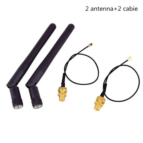 2 unids/lote 2,4 GHz 3dBi WiFi 2,4g antena aérea RP-SMA hombre Router inalámbrico + 17cm PCI U FL IPX a RP SMA macho Cable Pigtail ► Foto 1/6