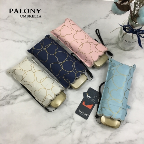 PALONY pocket-miniparaguas compacto plegable para mujer, cinco pliegues, estilo de amor, Sol/lluvia ► Foto 1/6