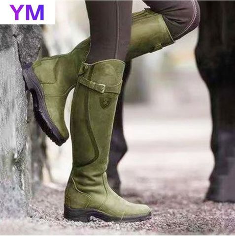 Botas de moda occidental para Mujer, zapatos de tacón altos hasta la rodilla, ante largo, cómodos, cuadrados, Bota alta hasta el muslo, 43, invierno, 2022 ► Foto 1/6