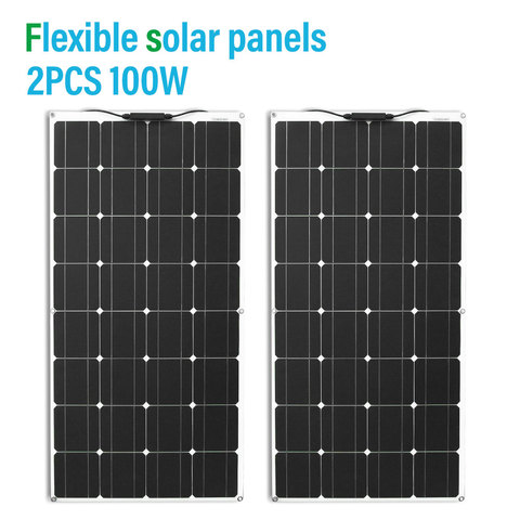 Panel solar flexible de 12v, 100w, 200w, 300w, monocristalino, flexible, para casa, coche, barco, techo ► Foto 1/6