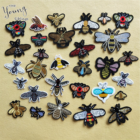 Alta calidad 1 punids pegatinas de insectos coser en apliques bordado abeja parches lentejuelas Hornet aplicaciones para ropa DIY ► Foto 1/5