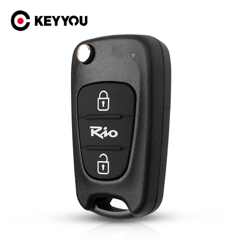 KEYYOU-Funda de mando a distancia de 3 botones, carcasa de llave de coche plegable, abatible, en blanco, para Kia Rio ► Foto 1/6