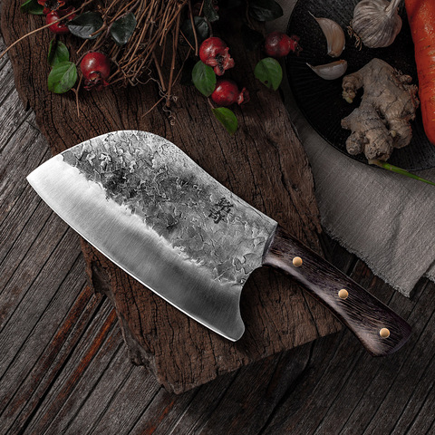 CHUN-cuchillo de cocina forjado hecho a mano tradicional, martillo de acero inoxidable, cuchillos de cocina, cortador de carne de madera H, carnicero ► Foto 1/6