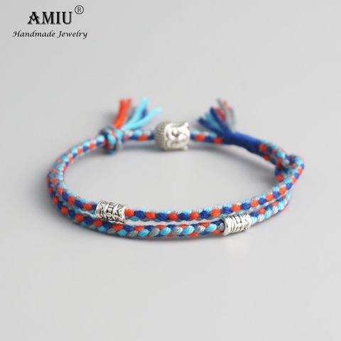 AMIU Budista Tibetano suerte tejido amuleto el Tíbet de pulseras y pulseras para mujer y hombre cuerda hecha a mano de Buda pulsera de tobillera 2 ► Foto 1/6