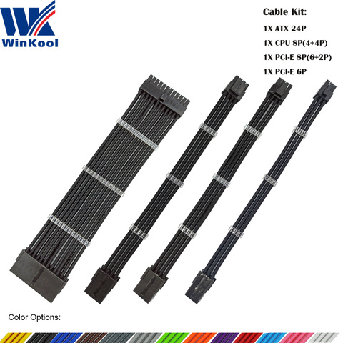 WinKool-Cable de alimentación de 18AWG para fuente de alimentación, kit de Cable/Cable de alimentación, 1X ATX 24P CPU 8P PCI-E 8P y 6P ► Foto 1/6