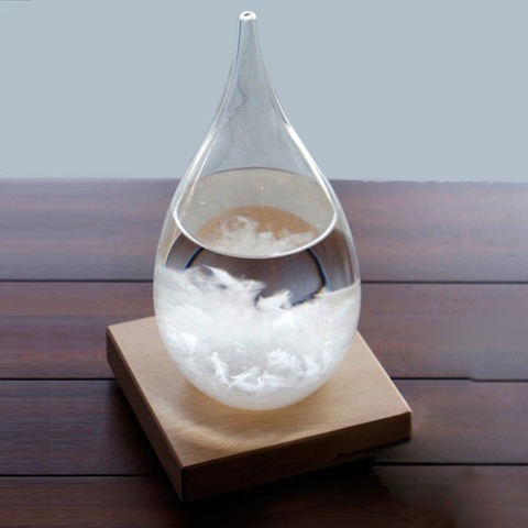 Mini escritorio Droplet Storm botella de vidrio predicción del tiempo Monitor barómetro con Base de madera decoración del hogar ► Foto 1/6