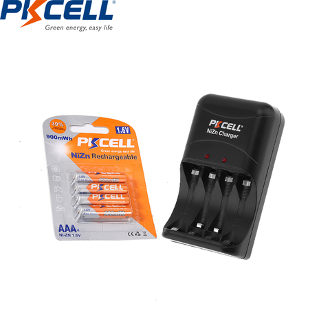 PKCELL 4 unids 1,6 V 900mWh Ni-Zn AAA batería recargable + NiZn AA/AAA cargador de batería ► Foto 1/6