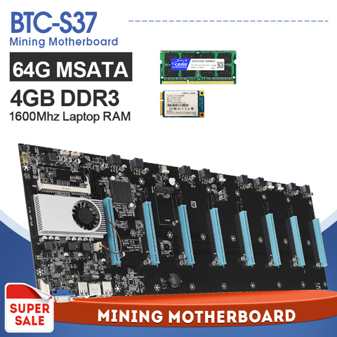 Placa base de equipo de minería Etherum, 8 gpu, con 4GB de RAM y 64GB de ranura MSata SSD, espacio de 6,5 cm para tarjeta de vídeo Rtx3080 ► Foto 1/6