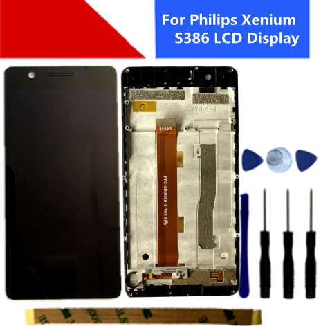 Pantalla LCD para Philips Xenium S386, montaje de digitalizador con pantalla táctil, Color negro con herramientas y cinta ► Foto 1/2