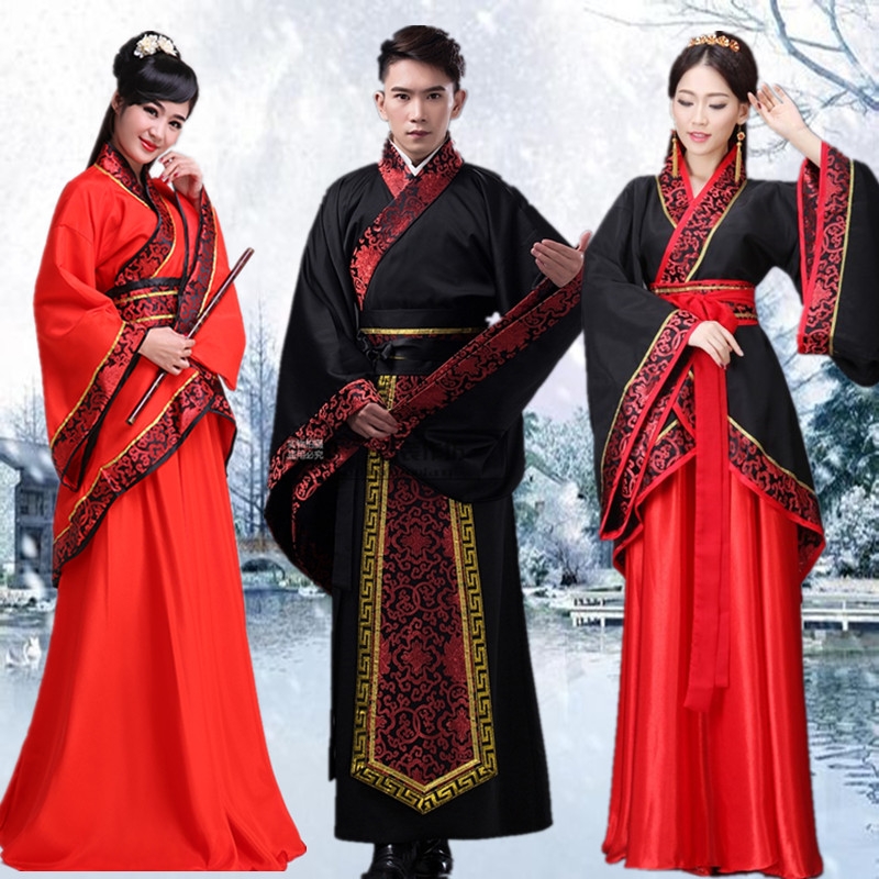 Hanfu-Disfraz de baile chino para hombre y mujer, ropa tradicional