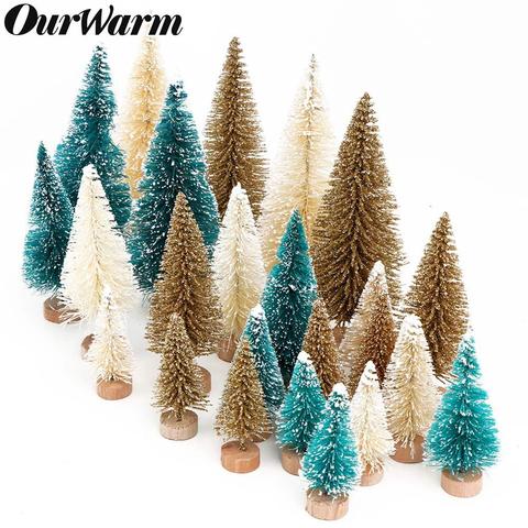 Aytai 8 unids pequeño DIY árbol de Navidad árbol de pino falso Mini botella de Sisal cepillo árbol de Navidad Santa nieve escarcha pueblo Casa 4 tamaños ► Foto 1/6