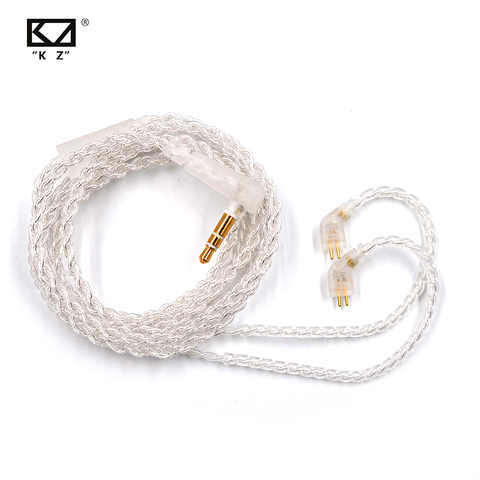 Cables para auriculares KZ chapado en plata, cable actualizado de 3,5 MM, 2 pines con micrófono para KZ ZAX ZSX ZSN ZS10 PRO ZSTX AS10 ES4 DQ6 ► Foto 1/6