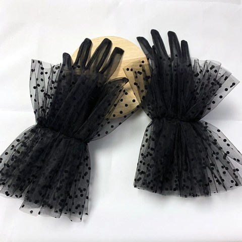 Guantes de tul de encaje transparente, negros y blancos, finos, para boda, para Sesión de fotos, vestido de fiesta ► Foto 1/6