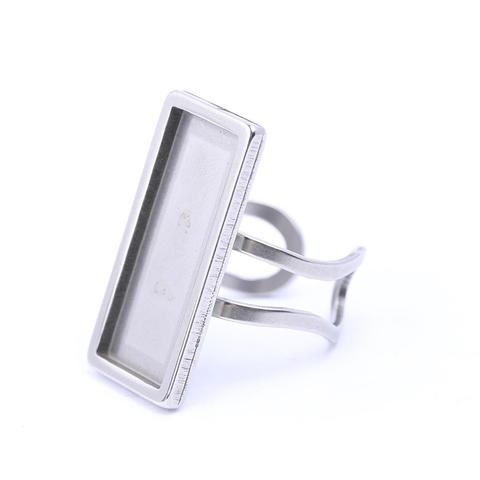 2 uds. De anillos de acero inoxidable en blanco, para cabujones rectangulares de 10x25mm, suministros de joyería Diy ► Foto 1/3