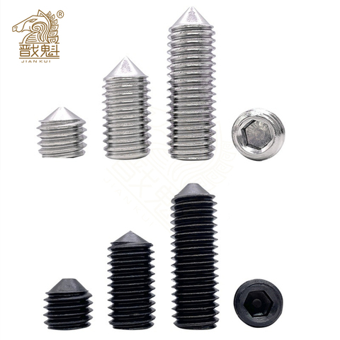 50 Uds M2.5 M3 M4 M5 M6 DIN914 inoxidable 304 Grado negro 12,9 hexagonal de acero hexágono cono Point Grub tornillo extremo cónico Bolt ► Foto 1/4