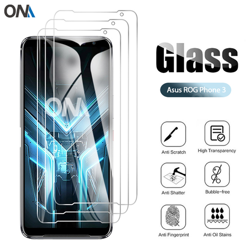 3 uds vidrio templado para Asus ROG teléfono 3 Strix de la pantalla de vidrio cristal Protector para Asus ROG teléfono 3 Strix edición película protectora ► Foto 1/6