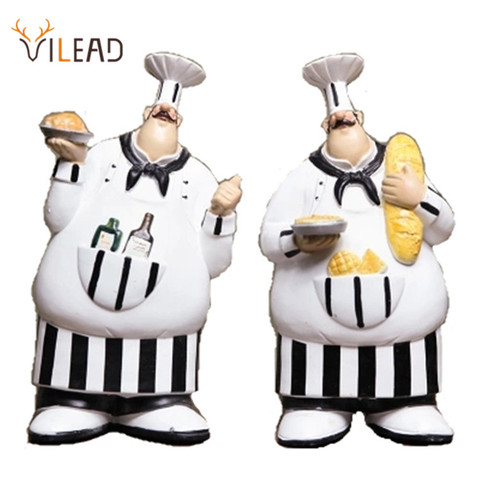 VILEAD 26cm 2 unids/set resina colgante de pared Chef figuras Vintage creativo adornos para casa suministros de decoración de Navidad regalos ► Foto 1/6